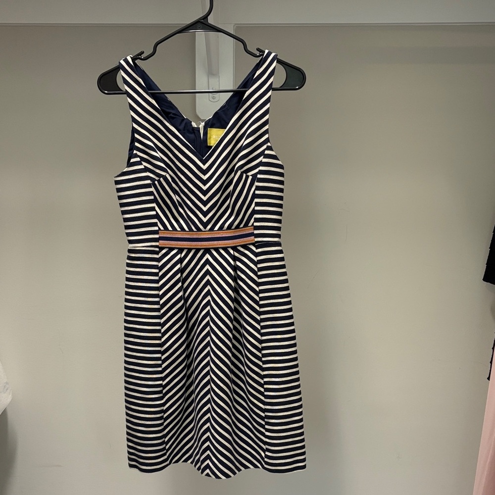 Maeve Black and White Sleeveless Halter Midi Dress